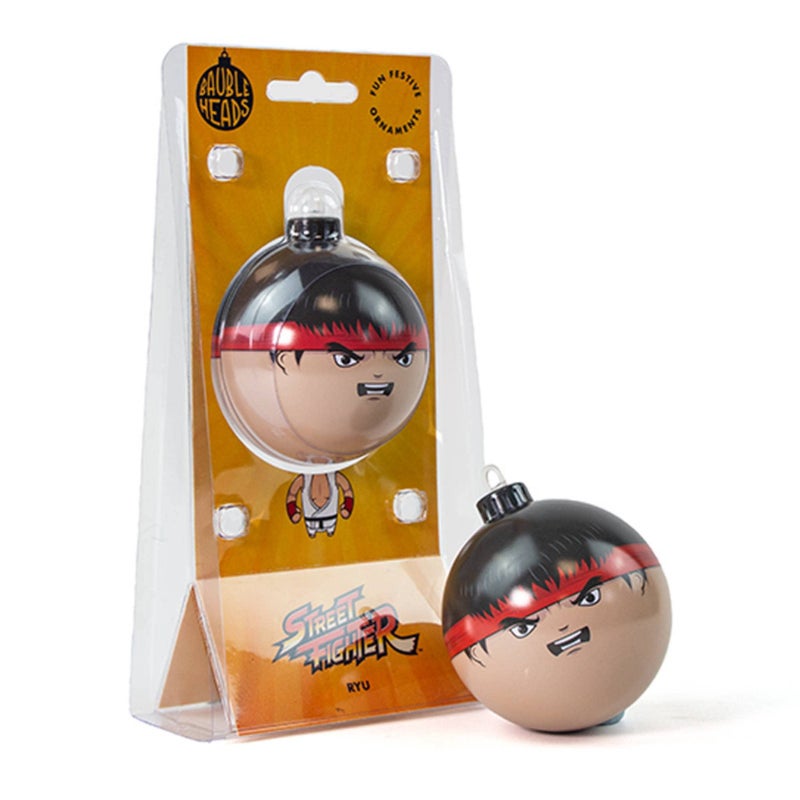 Numskull Bauble Heads Official Street Fighter Ryu Christmas Tree Decoration Ornament - Beige Tin Metal Christmas Bauble Ball Hanging D  cor - Image 1